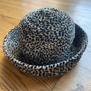 BETMAR Animal Print Velour Turned Up Kettle Brim Hat Cheetah